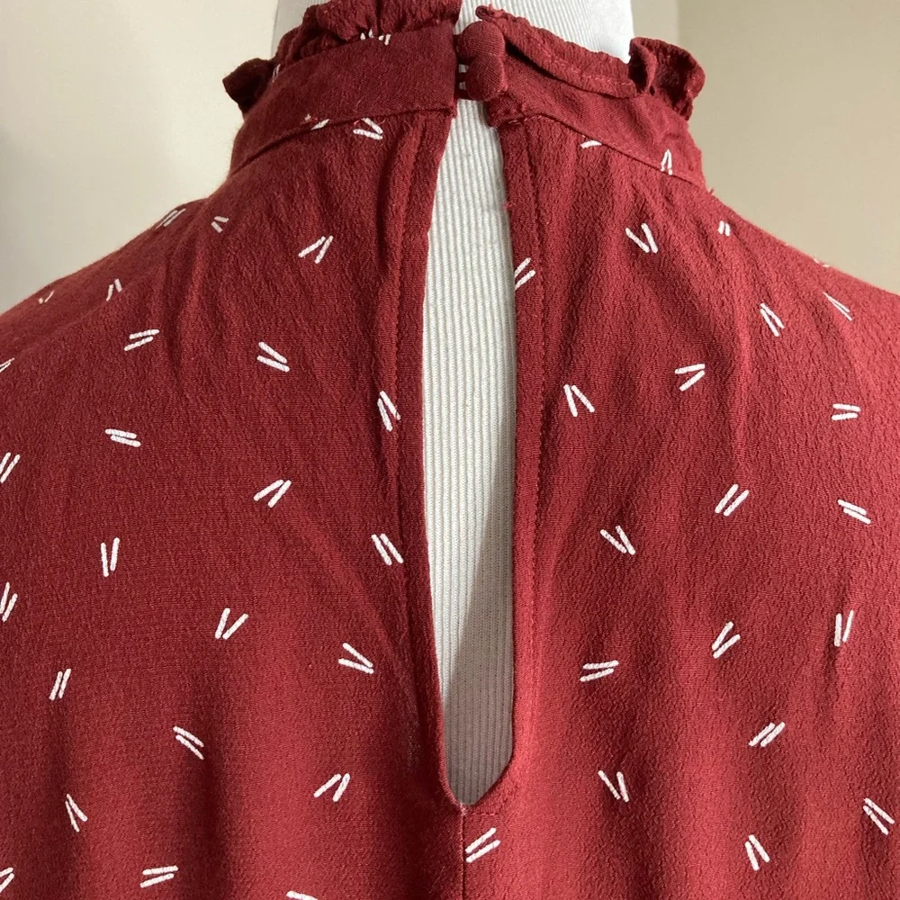 Loft Burgundy High Neck Swing Mini Dress - Picture 3 of 4